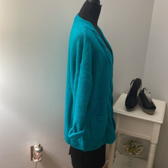 Aqua Blue/Green Cardigan Sweater - Picture 6 of 11